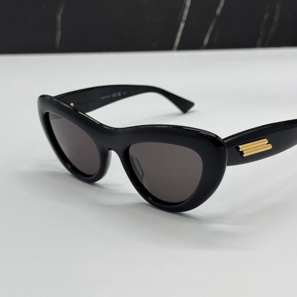 NEW BV1282S 001 BOTTEGA VENETA BLACK CAT EYE WOMEN SUNGLASSES - Picture 7 of 14
